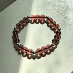 BS295 [Espresso Glass] Brown Glass Seven-pointed Simple Silver-plated Bracelet