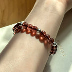 BS295 [Espresso Glass] Brown Glass Seven-pointed Simple Silver-plated Bracelet