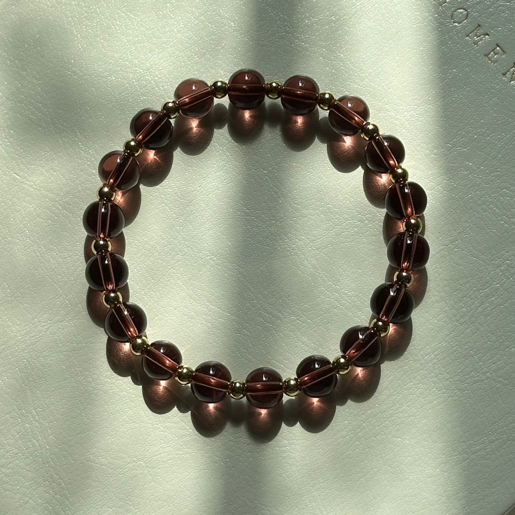 BS296 [Espresso Glass] Brown Glass 14K Simple Gold-plated Bracelet