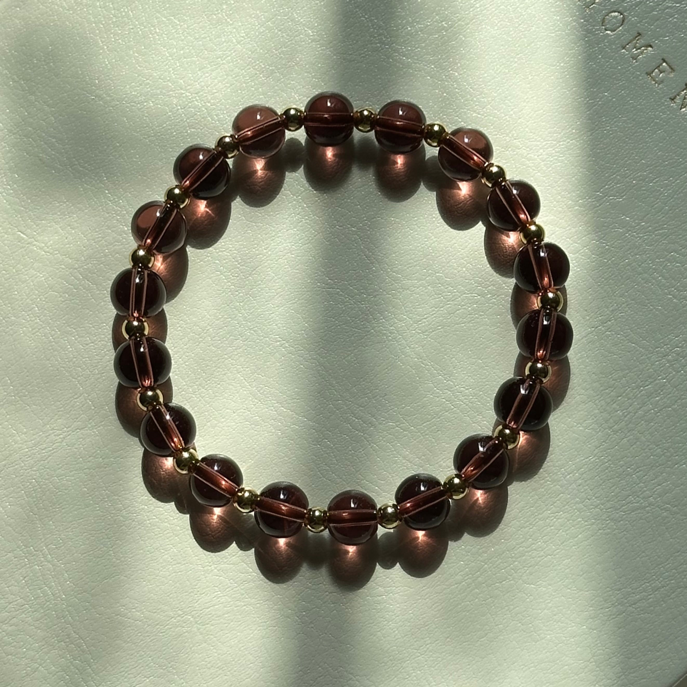 BS296 [Espresso Glass] Brown Glass 14K Simple Gold-plated Bracelet