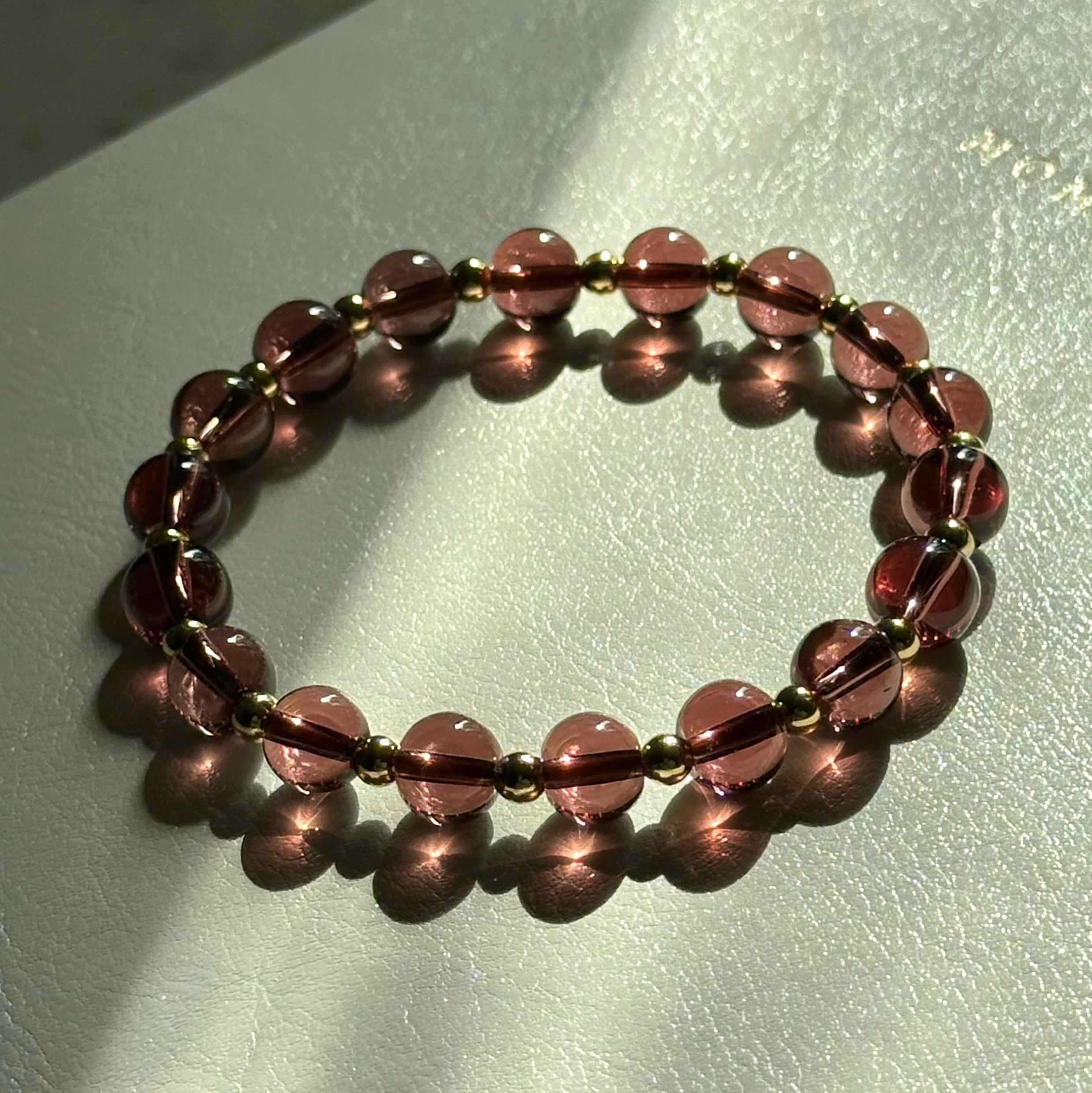 BS296 [Espresso Glass] Brown Glass 14K Simple Gold-plated Bracelet