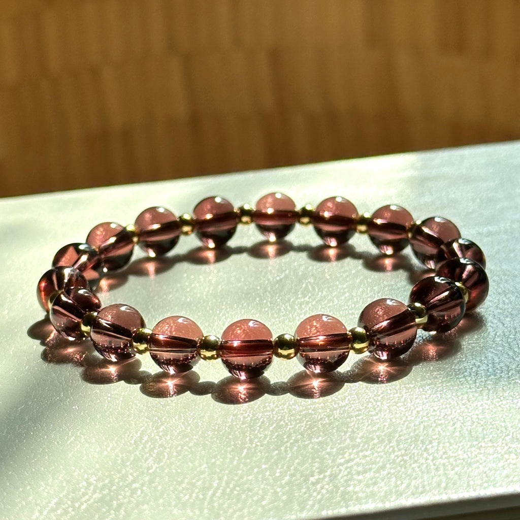 BS296 [Espresso Glass] Brown Glass 14K Simple Gold-plated Bracelet