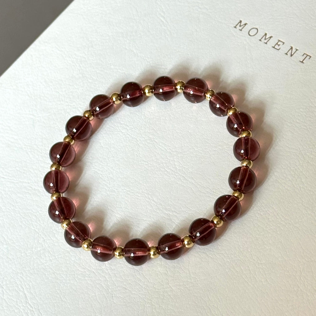 BS296 [Espresso Glass] Brown Glass 14K Simple Gold-plated Bracelet