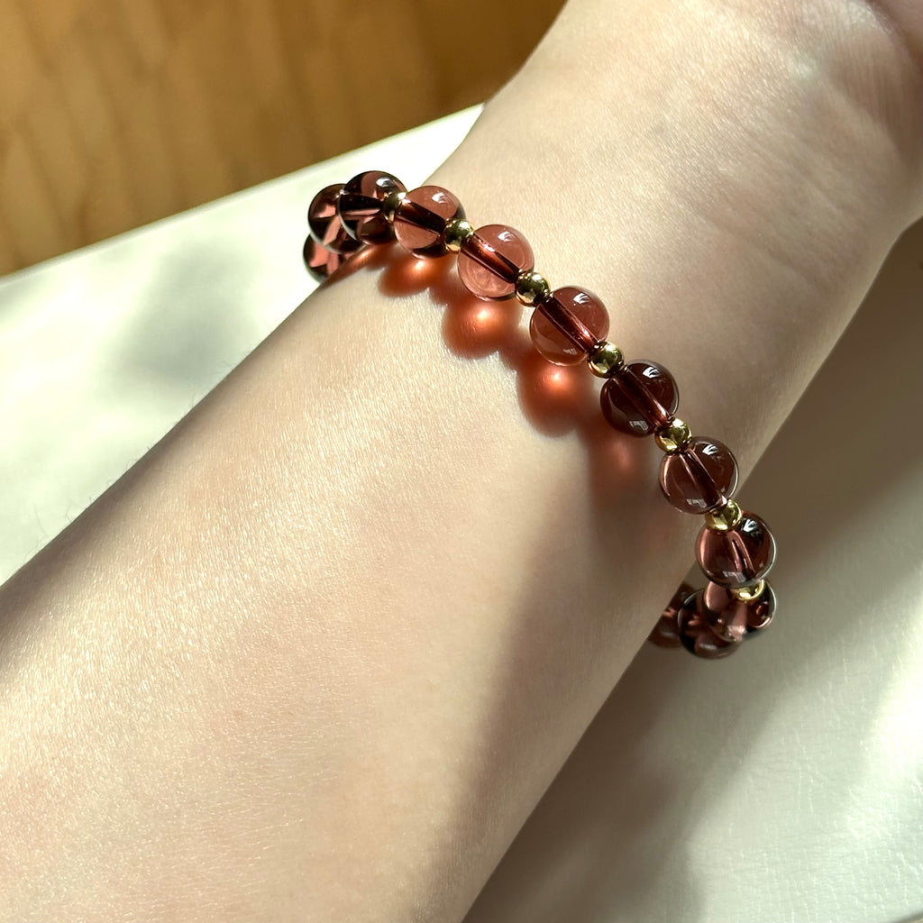 BS296 [Espresso Glass] Brown Glass 14K Simple Gold-plated Bracelet