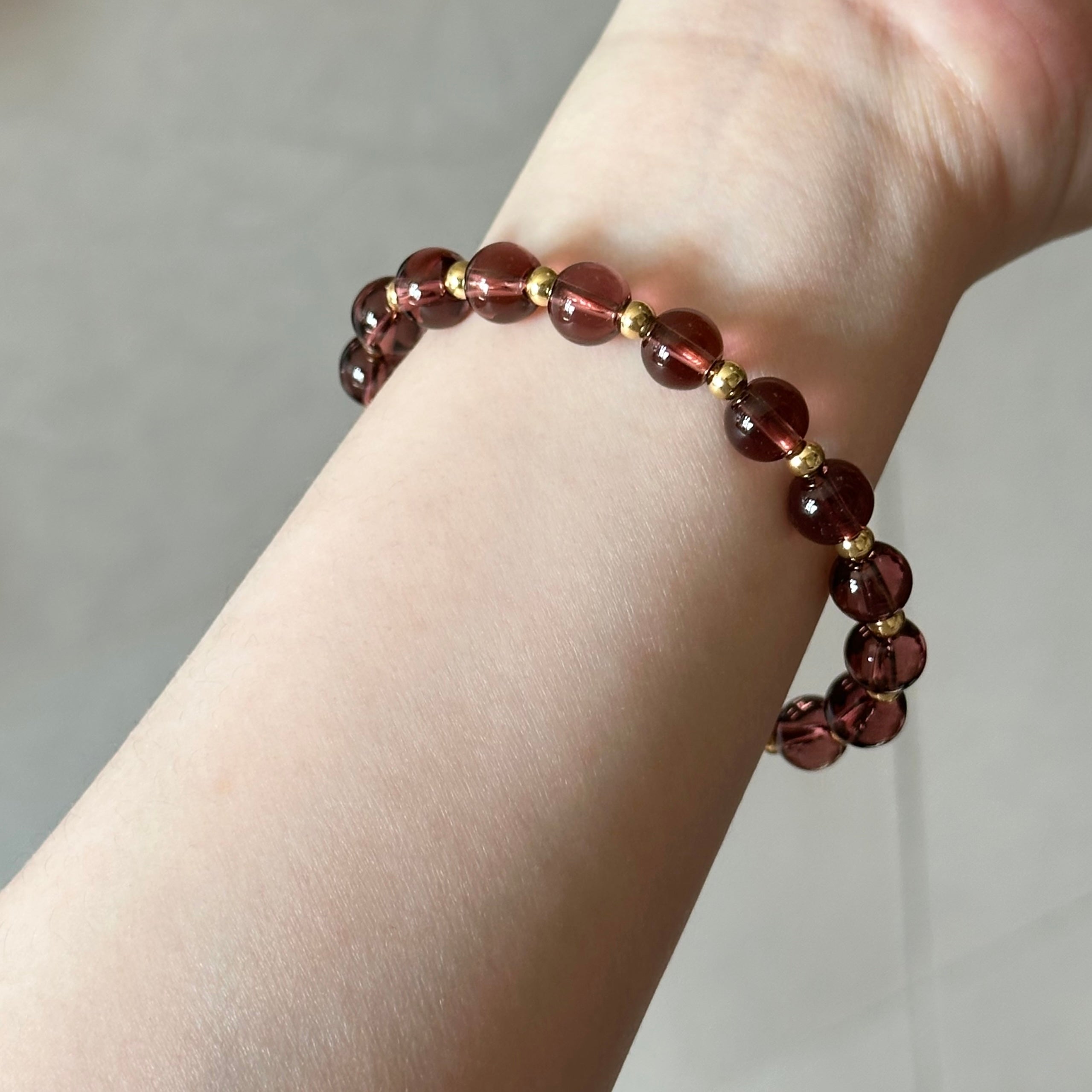BS296 [Espresso Glass] Brown Glass 14K Simple Gold-plated Bracelet