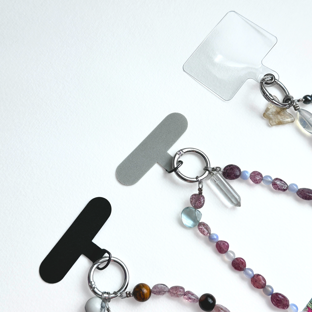 S10 [Gemstone mobile phone camera lanyard] Amethyst • Yellow glass • Pearl • Water drop shell Retro gold-plated lanyard Original design handmade