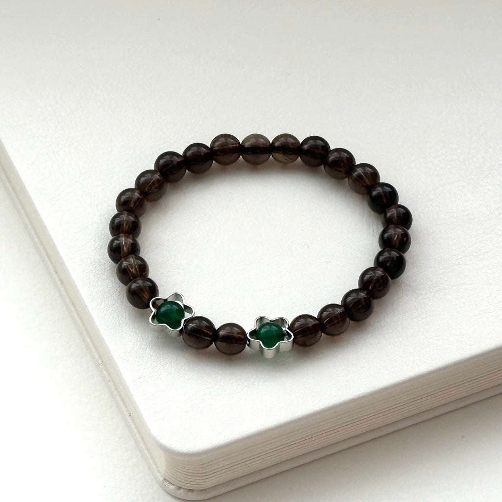 BS90 Smoky Quartz Double Clasp Bracelet (Agate/Pearl) - 5 Styles