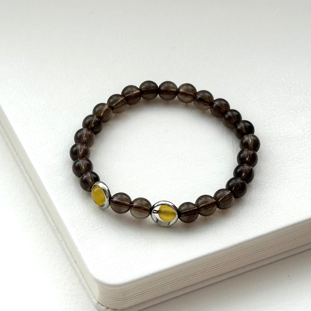 BS90 Smoky Quartz Double Clasp Bracelet (Agate/Pearl) - 5 Styles