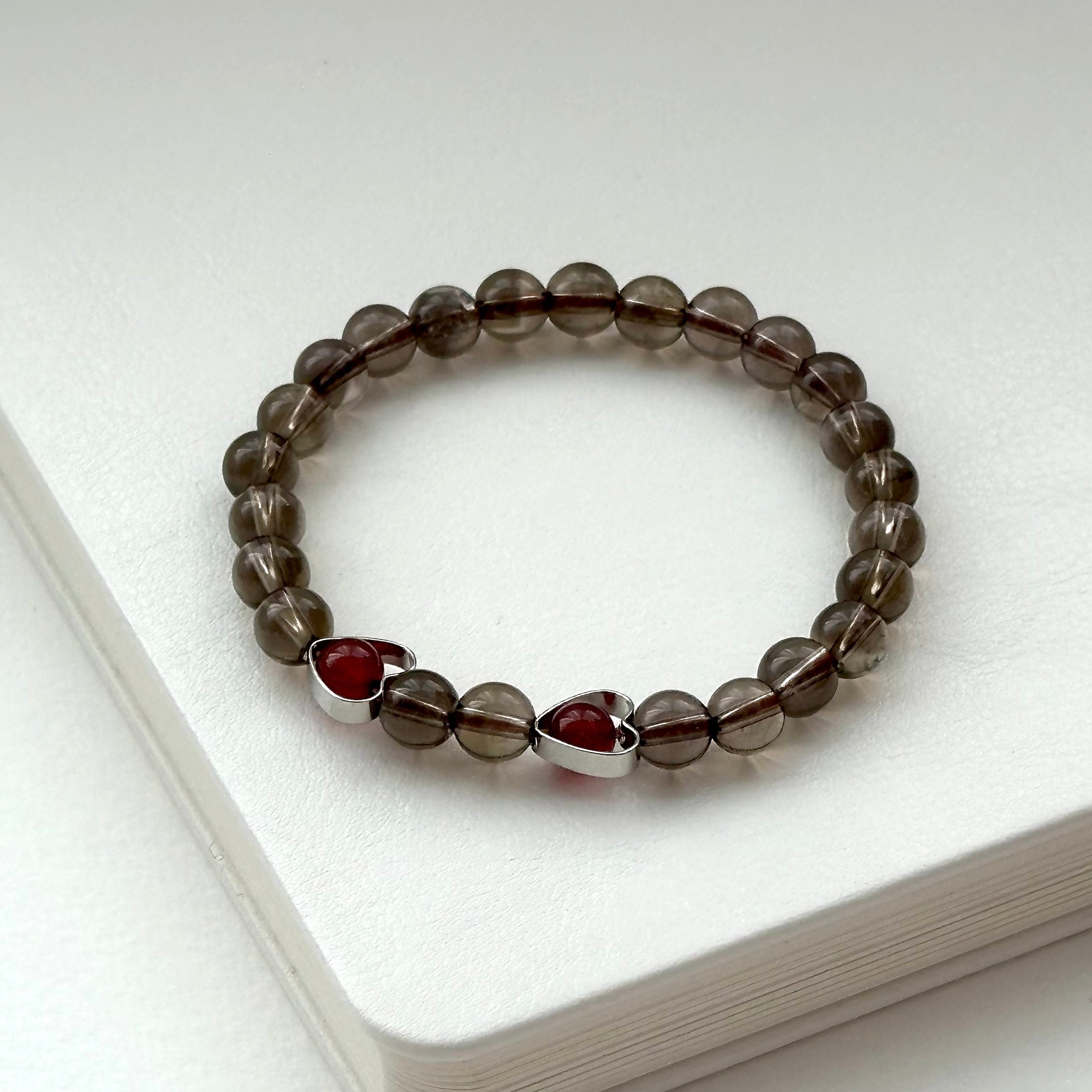 BS90 Smoky Quartz Double Clasp Bracelet (Agate/Pearl) - 5 Styles