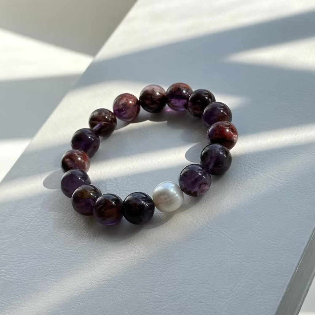 BS80 [Simple Retro] Purple Ghost Freshwater Pearl Bracelet