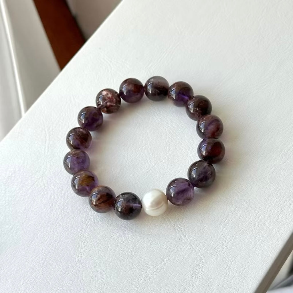 BS80 [Simple Retro] Purple Ghost Freshwater Pearl Bracelet