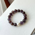 BS80 [Simple Retro] Purple Phantom Quartz | Freshwater Pearl Bracelet
