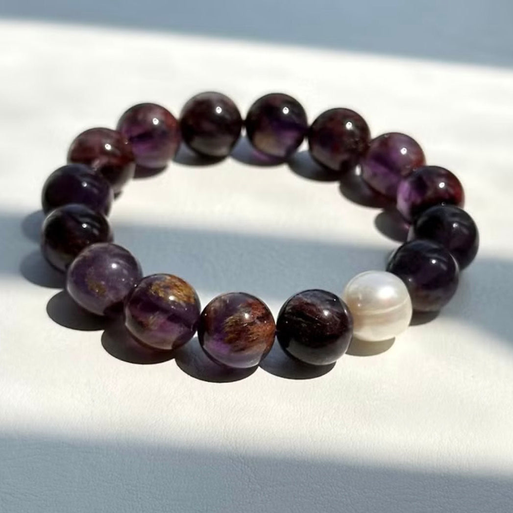 BS80 [Simple Retro] Purple Ghost Freshwater Pearl Bracelet