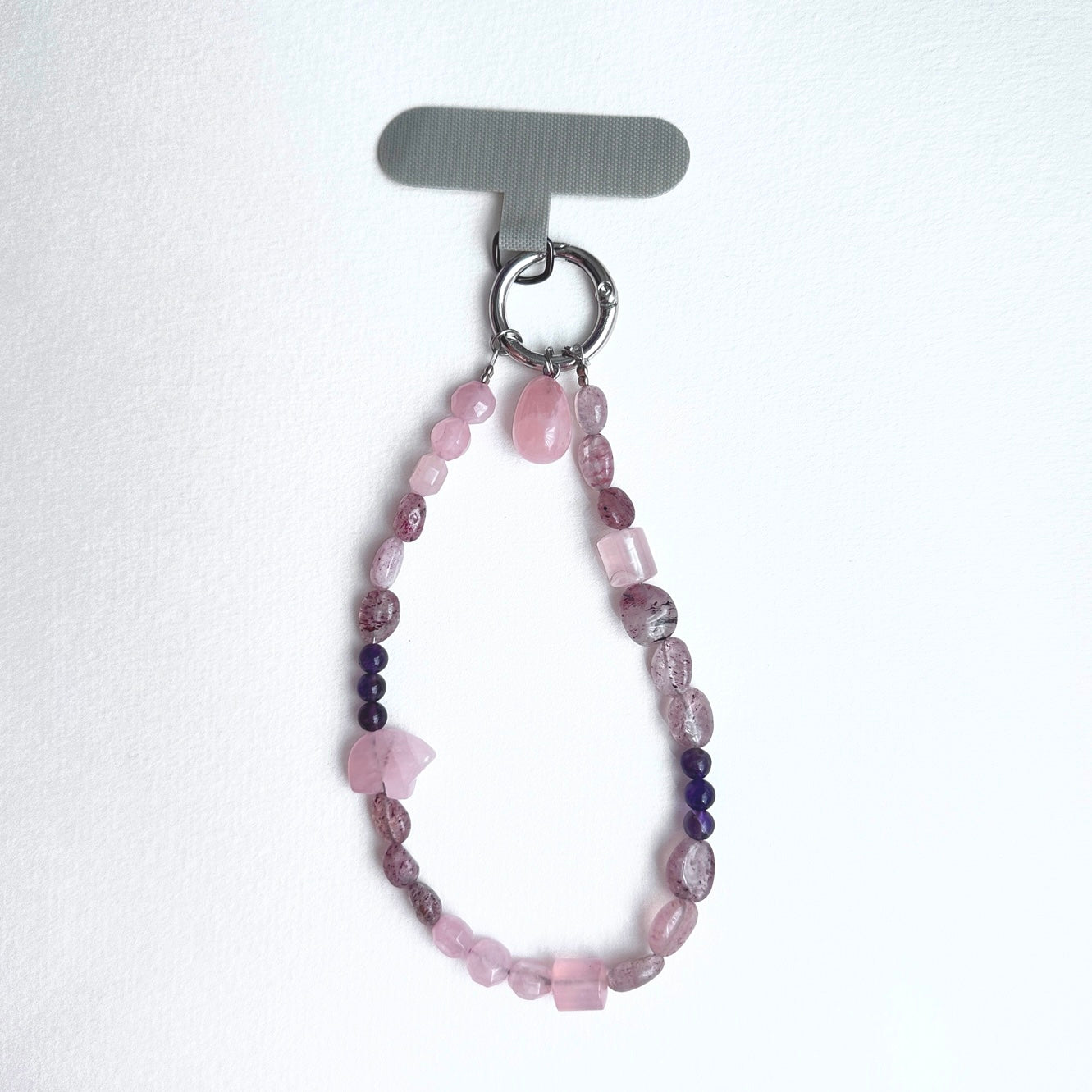 S20【寶石手機相機掛鏈掛繩】草莓晶｜粉晶｜紫水晶掛繩吊繩