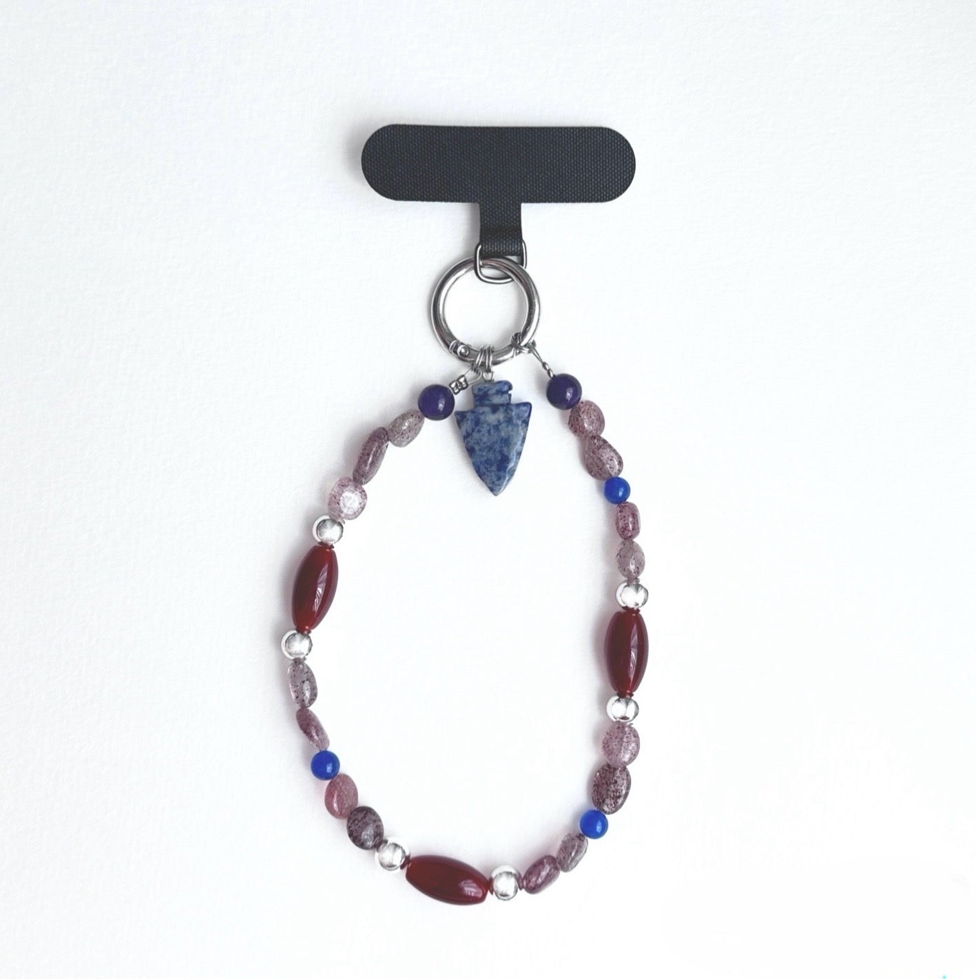 S18【寶石手機相機掛鏈掛繩】草莓晶｜紫水晶｜紅瑪瑙｜藍點石掛繩吊繩