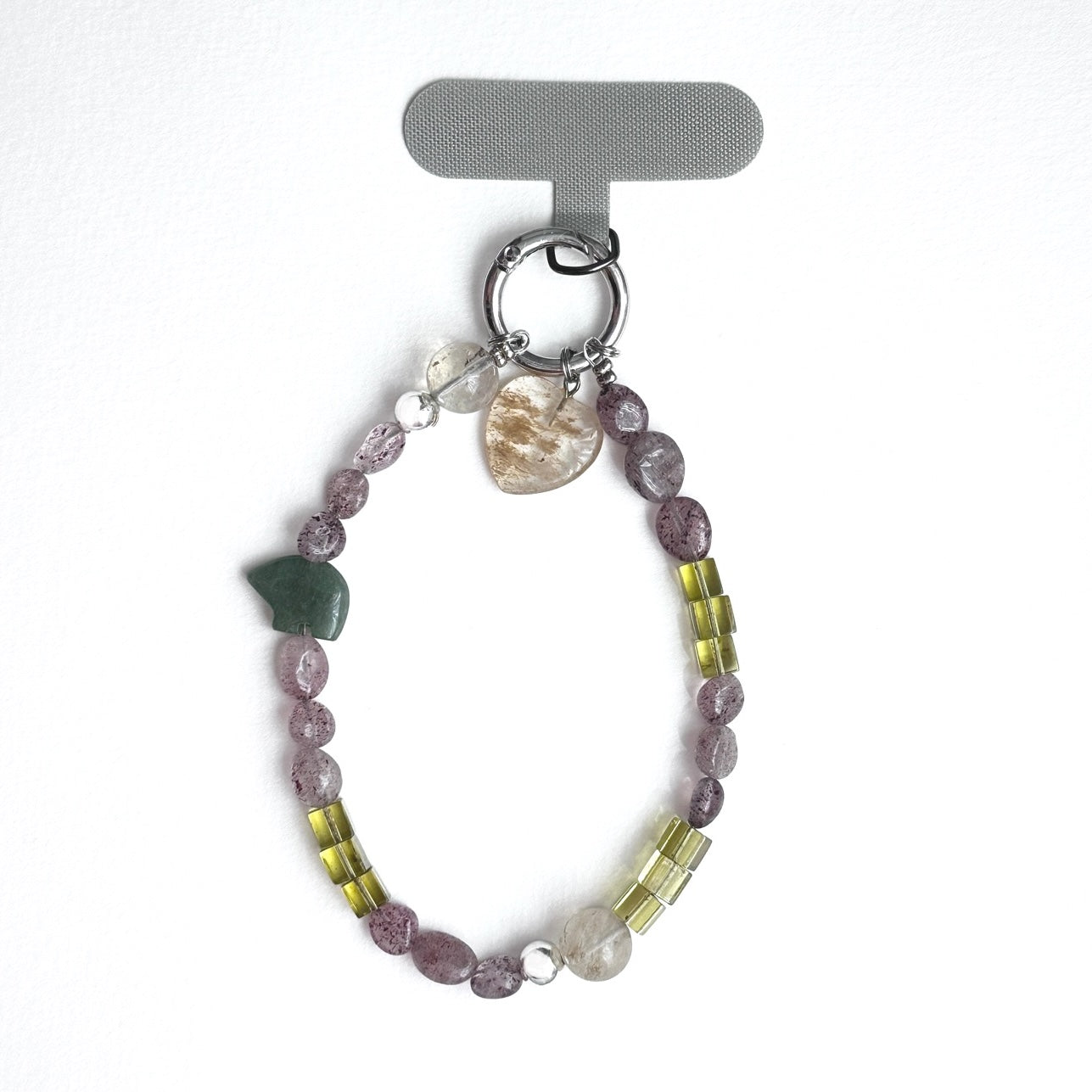 S10 [Gemstone mobile phone camera lanyard] Amethyst • Yellow glass • Pearl • Water drop shell Retro gold-plated lanyard Original design handmade