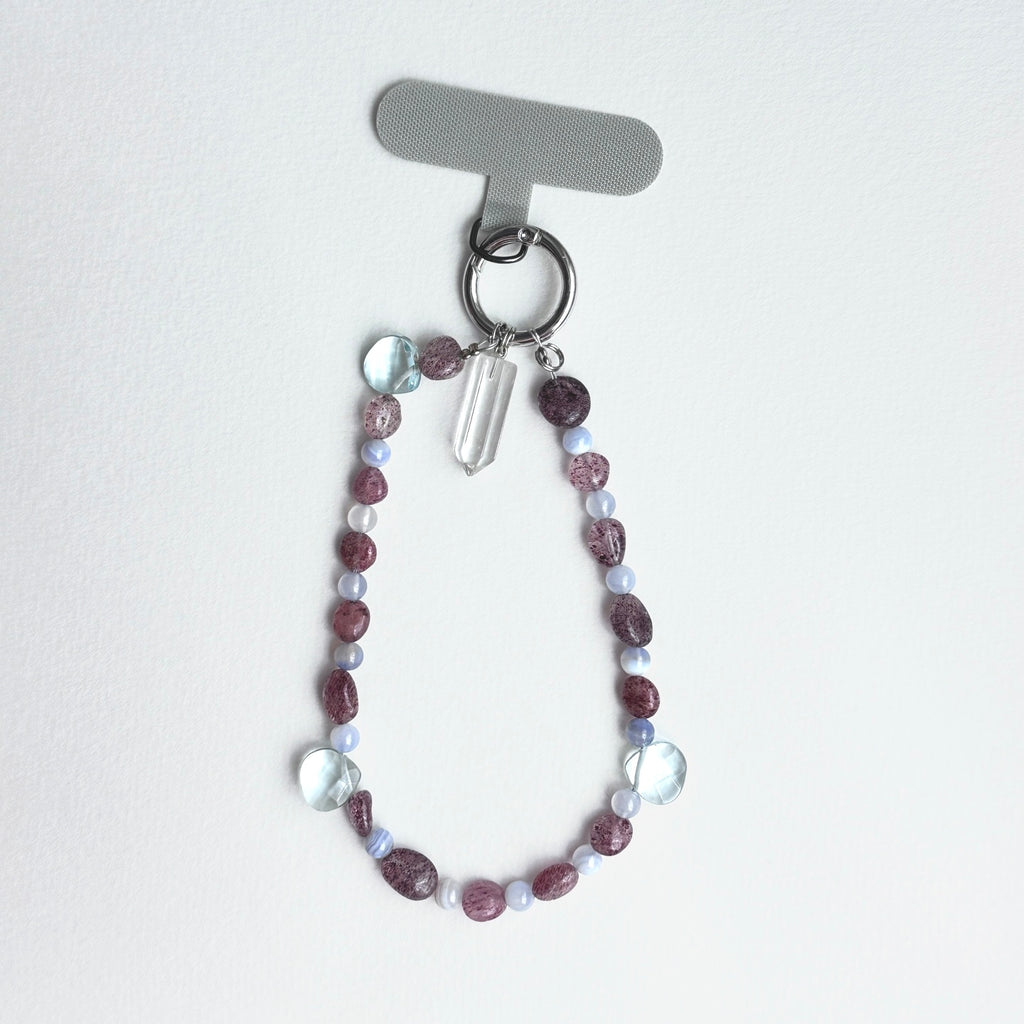 S10 [Gemstone mobile phone camera lanyard] Amethyst • Yellow glass • Pearl • Water drop shell Retro gold-plated lanyard Original design handmade