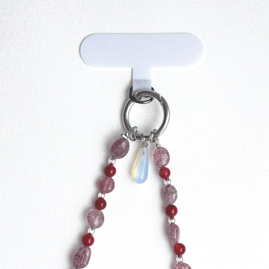 S10 [Gemstone mobile phone camera lanyard] Amethyst • Yellow glass • Pearl • Water drop shell Retro gold-plated lanyard Original design handmade