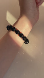 B103【獅子處女座|8月】黑瑪瑙切角純珠手鏈手串