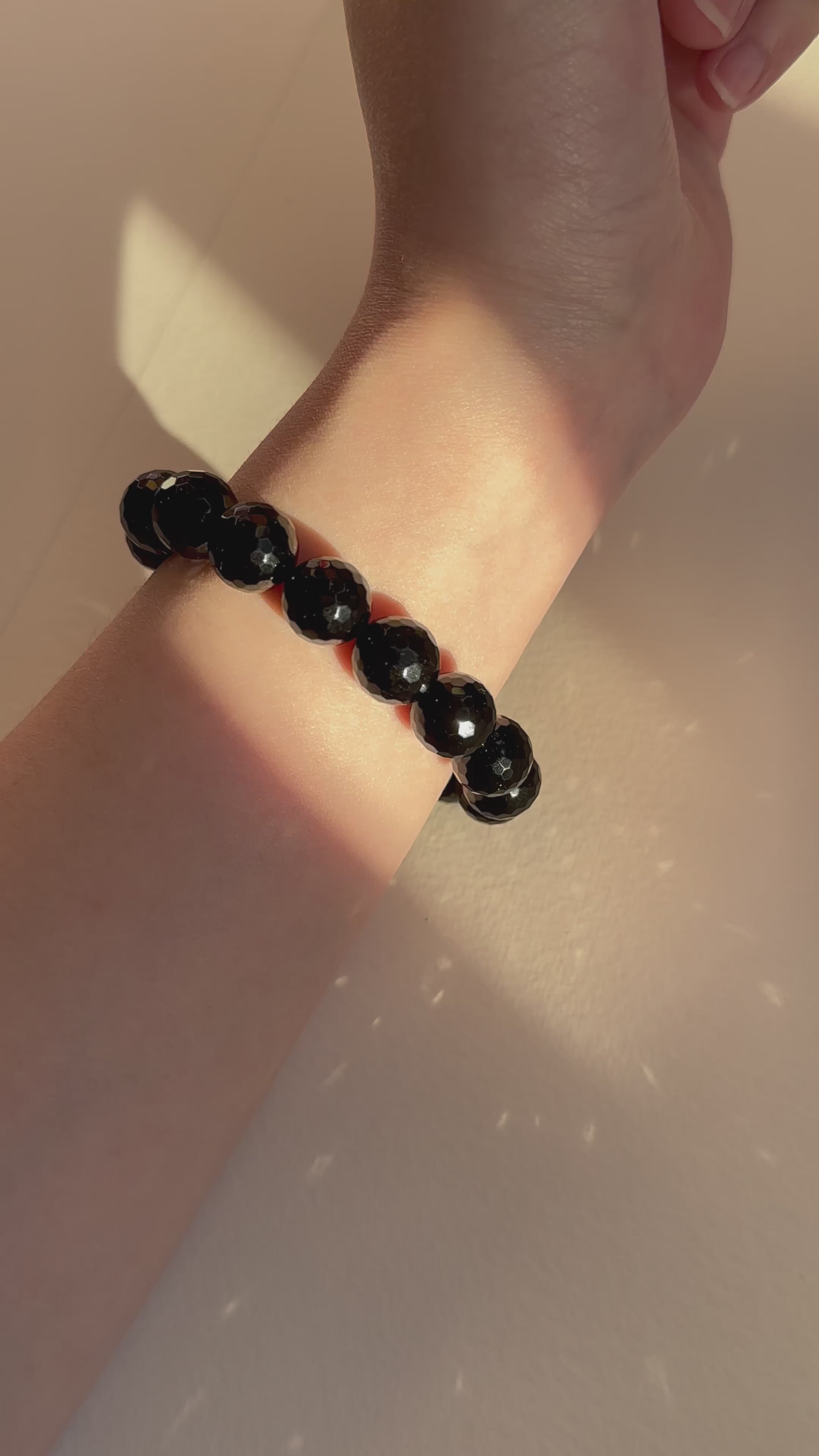 B103【獅子處女座|8月】黑瑪瑙切角純珠手鏈手串