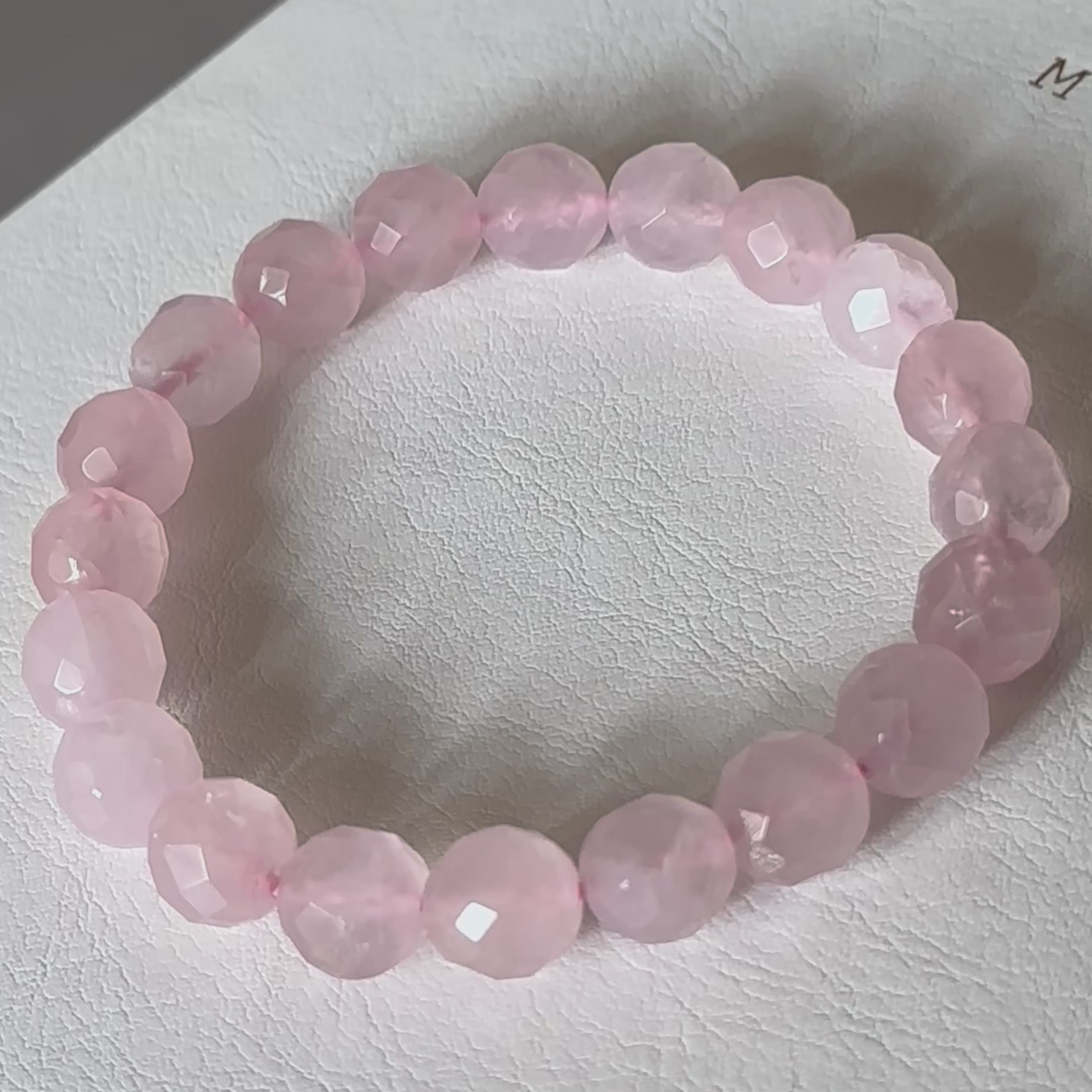 B107 [Libra Scorpio | October] Rose Quartz Cut-angle Pure Bead Bracelet