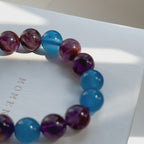 BS83 [On the road to the sea of wisteria flowers] Purple ghost sea blue agate bracelet